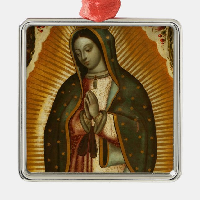 Vår Fru av Guadalupe Jungfru Maria Julgransprydnad Metall (Framsidan)