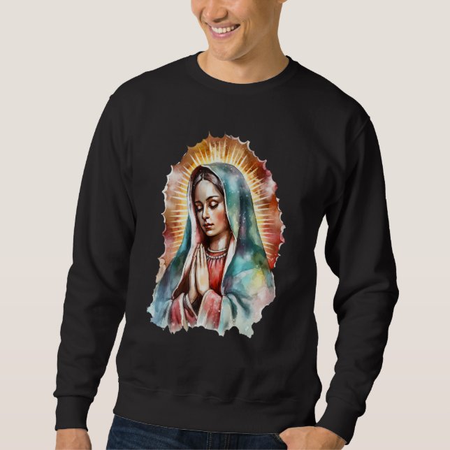 Vår Fru av Guadalupe katolsk Lång Ärmad Tröja (Framsida)