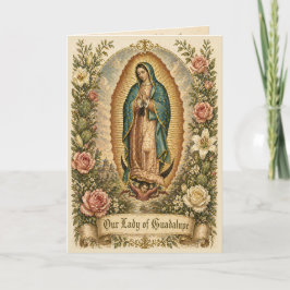 Vår fru av Guadalupe katolska böneblommor Tack Kort