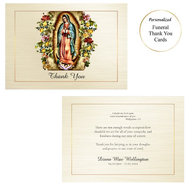 Vår Fru av Guadalupe Ljusblommor Begravning  Tack Kort (Skapare uppladdad)