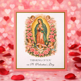 Vår Fru av Guadalupe Maria Änglar med Rosor Helgkort