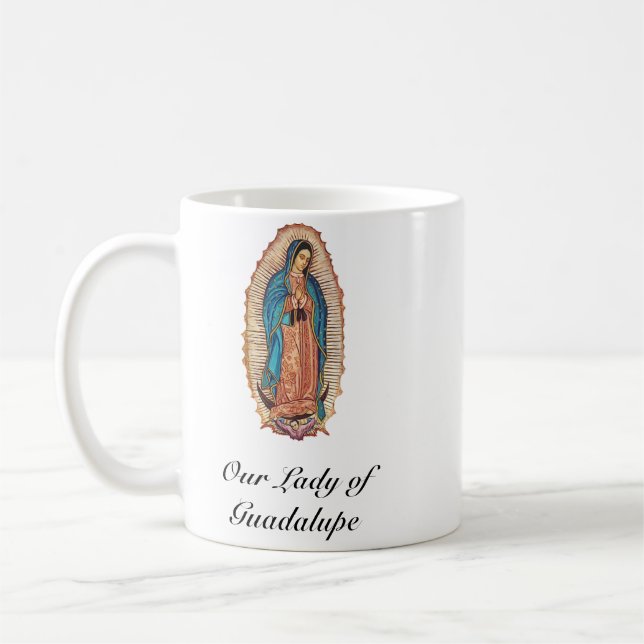 Vår Fru av Guadalupe Mirakulösa Tilma Finkonst Kaffemugg (Vänster)