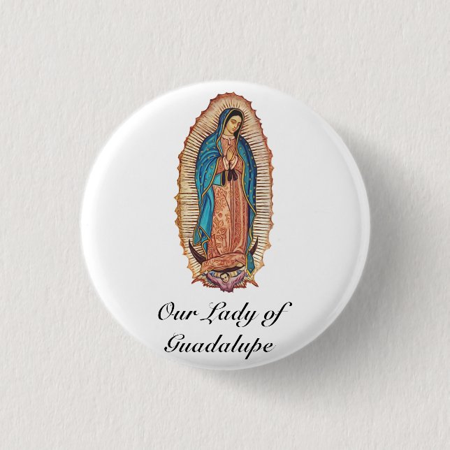Vår Fru av Guadalupe Mirakulösa Tilma Finkonst Knapp (Framsida)
