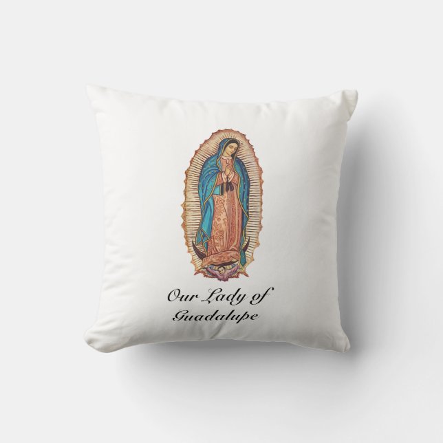 Vår Fru av Guadalupe Mirakulösa Tilma Finkonst Kudde (Framsida)