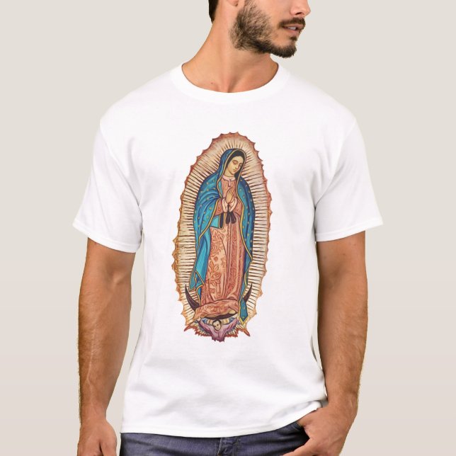 Vår Fru av Guadalupe Mirakulösa Tilma Finkonst T Shirt (Framsida)