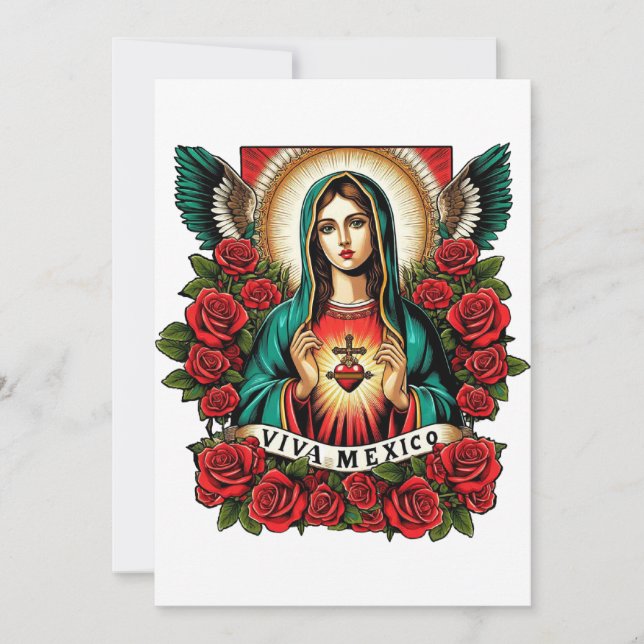 Vår fru av Guadalupe Mor Maria Viva Mexico konst Inbjudningar (Framsida)