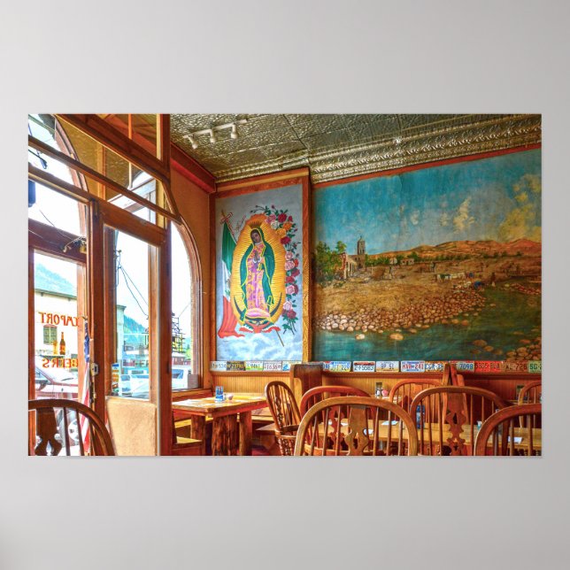Vår Fru av Guadalupe-mural i en restaurang Poster (Framsidan)