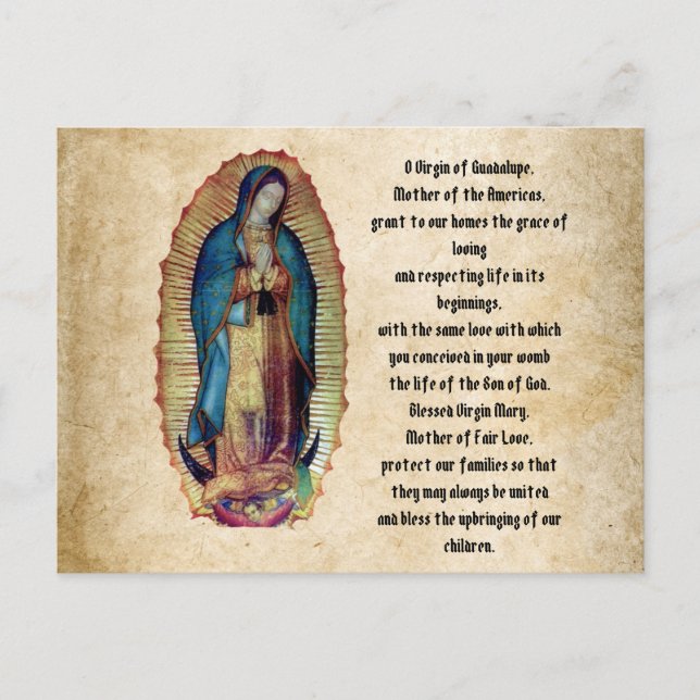 Vår Fru av Guadalupe, Nuestra Señora de Guadalupe Vykort (Framsida)
