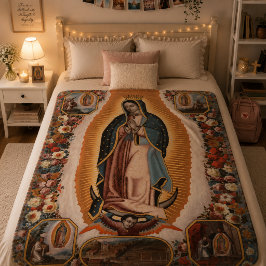 Vår Fru av Guadalupe religiös katolsk Mexiko Fleecefilt