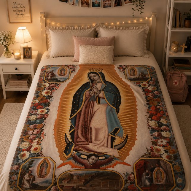 Vår Fru av Guadalupe religiös katolsk Mexiko Fleecefilt (Skapare uppladdad)