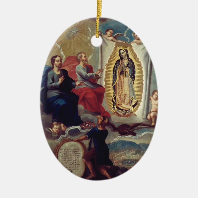 Vår Fru av Guadalupe | Religiöst minne Julgransprydnad Keramik (Framsidan)