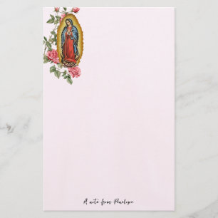 Vår Fru av Guadalupe Rosa Rosor Personlig Brevpapper