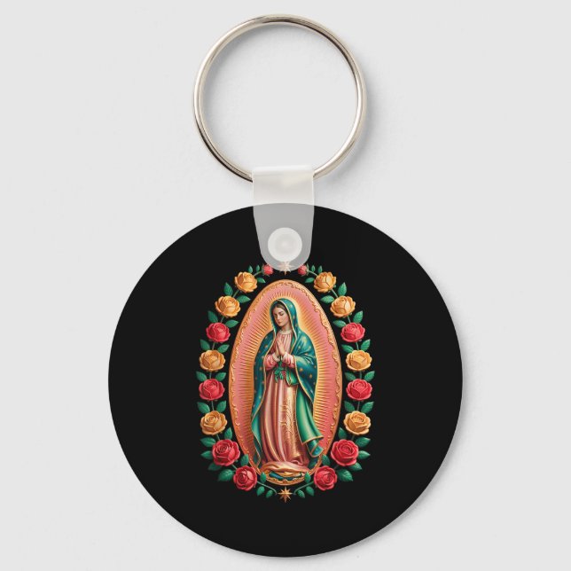 Vår Fru av Guadalupe Sankta Maria Kristna Religiös Nyckelring (Framsida)