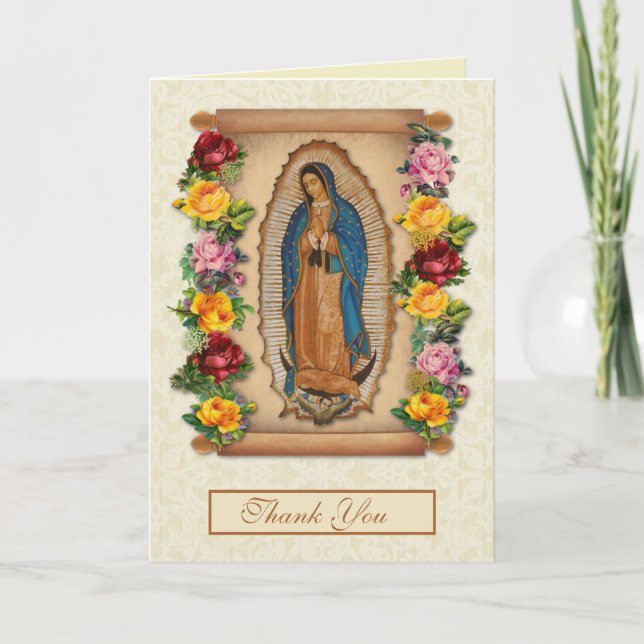 Vår Fru av Guadalupe Sorg Kondoleans Spanska Tack Kort (Framsida)