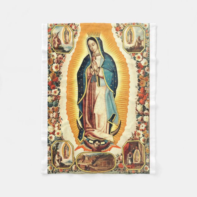 Vår Fru av Guadalupe Strålande Konst Fleecefilt (Framsidan)