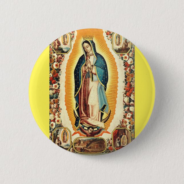Vår Fru av Guadalupe Strålande Konst Knapp (Framsida)