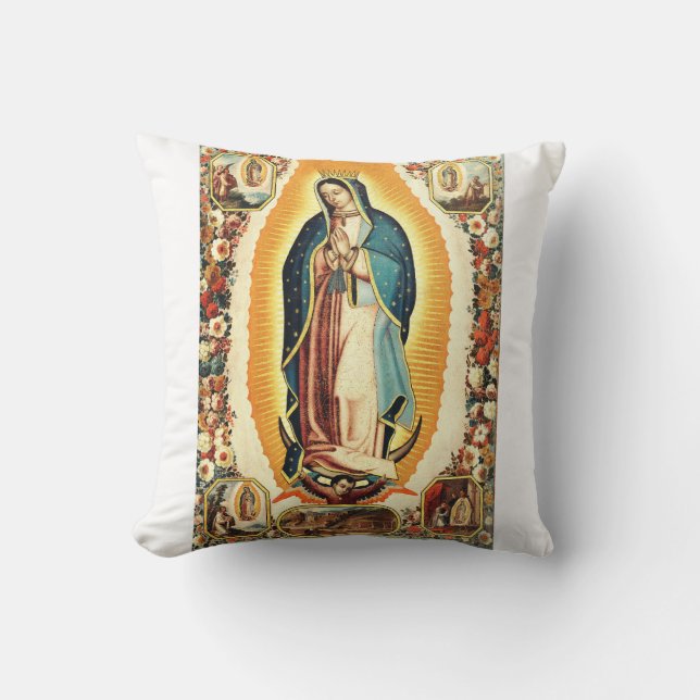 Vår Fru av Guadalupe Strålande Konst Kudde (Framsida)