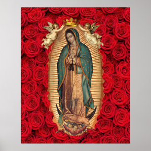 Vår Fru av Guadalupe Tilma Crown Angels Katolska Poster