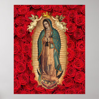 Vår Fru av Guadalupe Tilma Crown Angels Katolska Poster