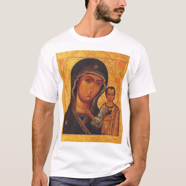 Vår Fru av Kazans ortodoxa ikon T Shirt (Framsida)
