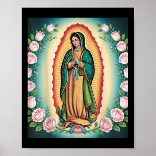 Vår Fru De Guadalupe Sant Maria Bakre Tryck Christ