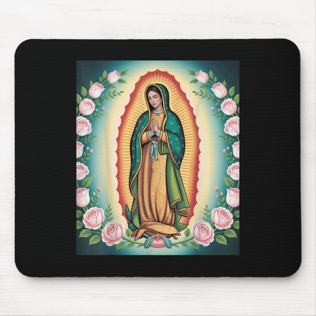 Vår Fru De Guadalupe Sant Mary Bakre Tryck Christi Musmatta (Framsidan)