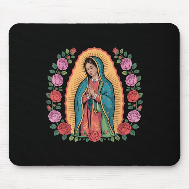 Vår Fru De Guadalupe Sant Mary Bakre Tryck Christi Musmatta (Framsidan)