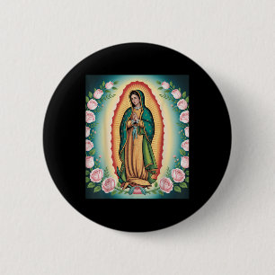 Vår Fru De Guadalupe Sant Mary Bakretryck Christi Knapp