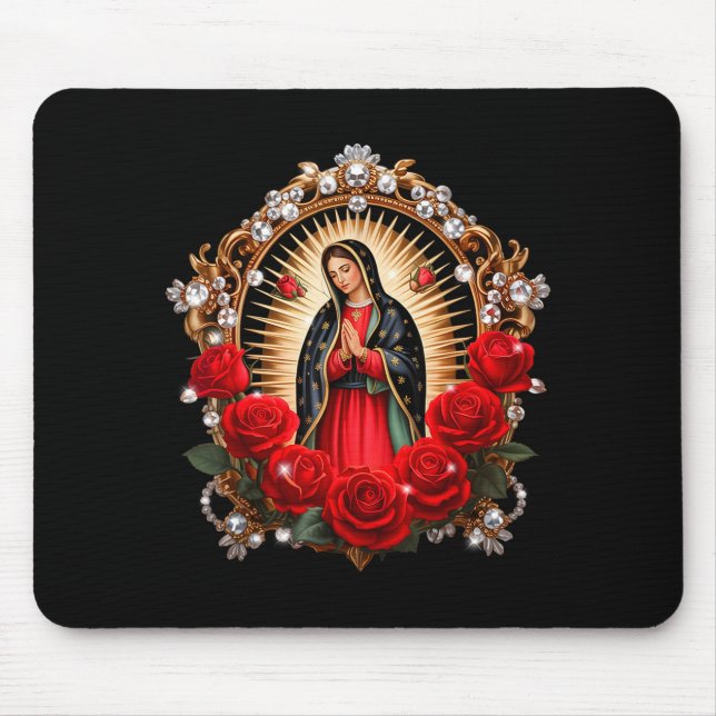 Vår Fru Guadalupe Sankt Jungfru Maria I Rosor Blom Musmatta (Framsidan)