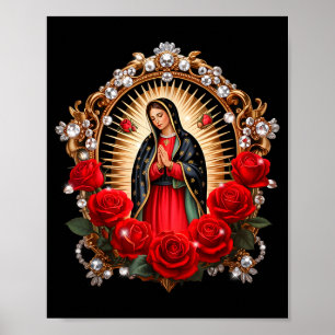 Vår Fru Guadalupe Sankta Jungfru Maria i rosor blo Poster