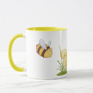 Vår Funny Cute Bes Gult Daisys Flowers Mugg