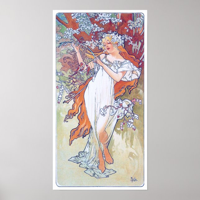 Vår (fyra sjöar), Alphonse Mucha Poster (Framsidan)