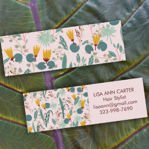 Vår Garden Blommigt Botaniskt Mönster Soft Rosa Mini Visitkort