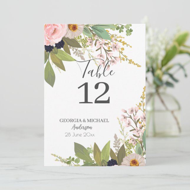 Vår Garden Blommigt Bouquet Bordsnummer (Stående Fram)