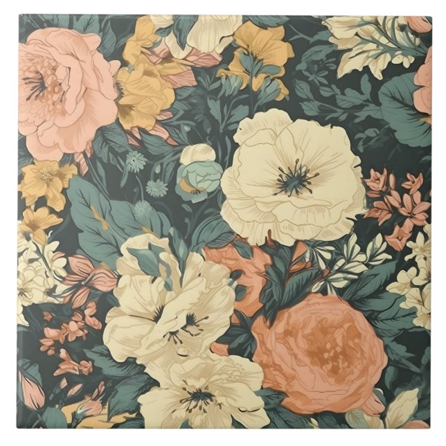 Vår Garden Blommönster Kakelplatta (Framsidan)
