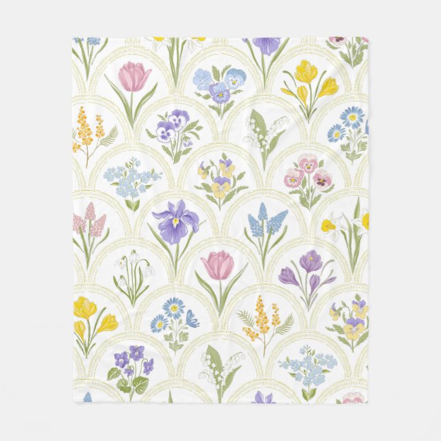 Vår Garden-blommor av regnbågsmedallion Fleecefilt (Framsidan)