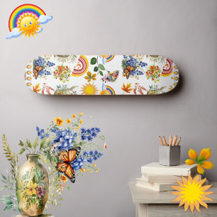 Vår Garden Butterfly Rainbow Sunshine Greenery Mini Skateboard Bräda 18,5 Cm