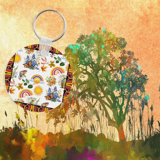 Vår Garden Butterfly Rainbow Sunshine Greenery Nyckelring