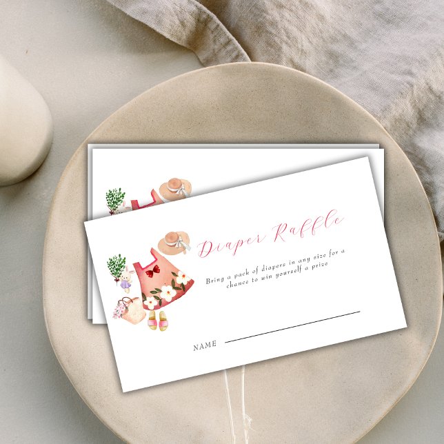 Vår Garden Clothes Baby Shower Raffle Tilläggskort (Spring Garden Clothes Baby Shower Diaper Raffle Enclosure Card)