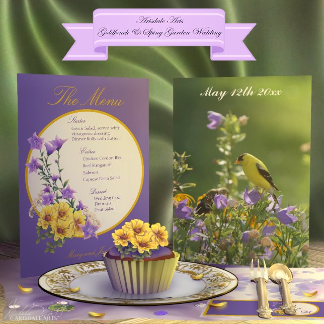 Vår Garden Collection Cream Meny (Spring into your wedding with Arisdale Arts Goldfinch Garden and Spring Garden Collection set.)
