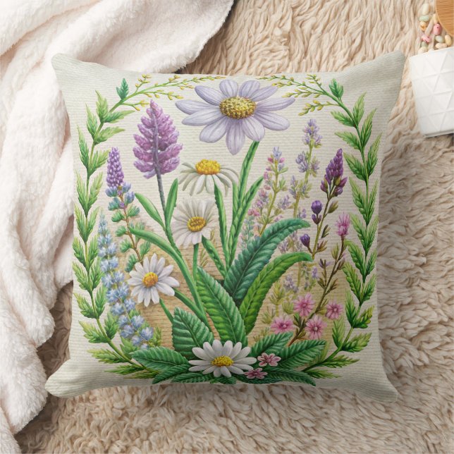 Vår Garden Embroidery Pillow Design - Chamomile Kudde (Filt)