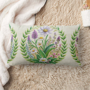 Vår Garden Embroidery Pillow Design - Chamomile Lumbarkudde