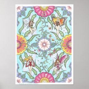 Vår Garden Fairy Kryp Fantasy Art Mandala Poster