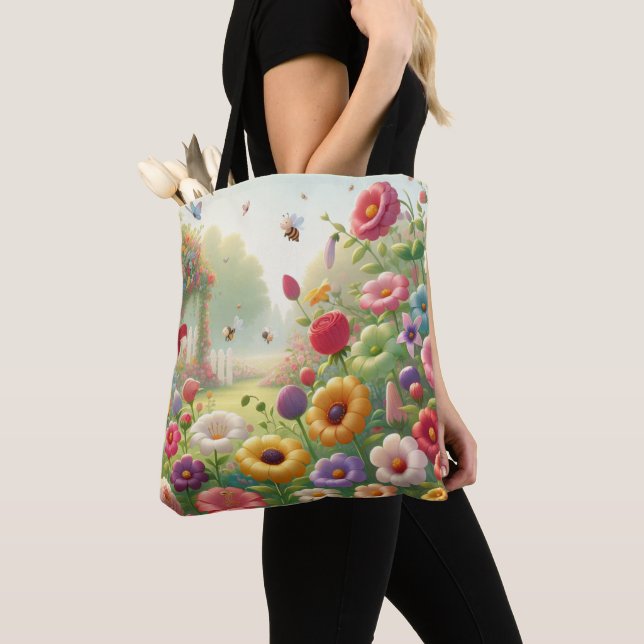 Vår Garden Flower Tote Bag Tygkasse (Närbild)