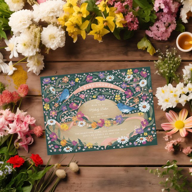 Vår Garden Flowers Sol Hat Baby Shower Inbjudningar (Skapare uppladdad)