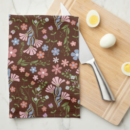 Vår Garden med Chocolate Brown Background Kökshandduk