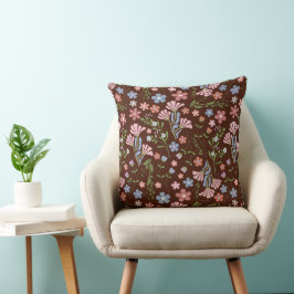 Vår Garden med Chocolate Brown Background Kudde