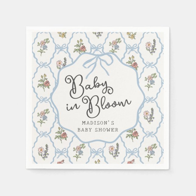 Vår Garden Party Pastel Blommigt Baby Shower Pappersservett (Framsidan)