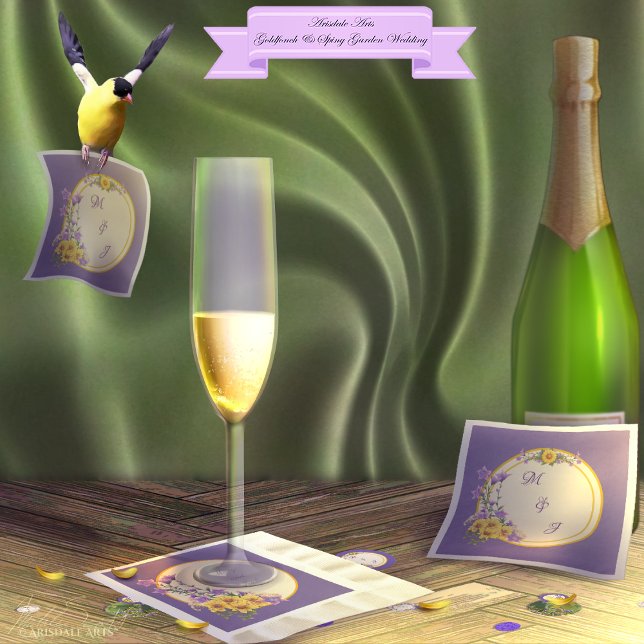 Vår Garden Wedding Cream Pappersservett (Spring into your wedding with Arisdale Arts Goldfinch Garden and Spring Garden Collection set.)