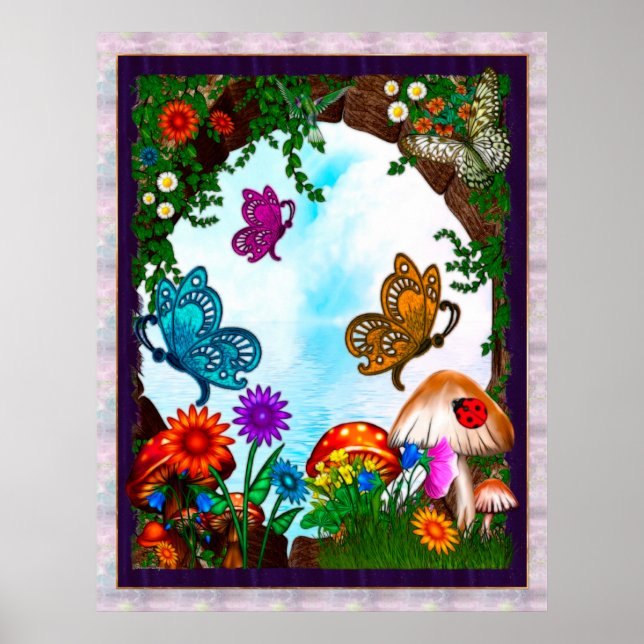 Vår Gardens Whimsical Fantasy Art Poster (Framsidan)